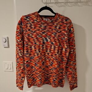Cashmere & Silk Colorful Orange & Blue Vintage Knit Sweater (Size M/L)